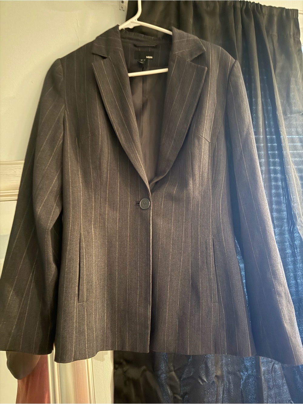 H&M Women's Charcoal Pinstripe Blazer